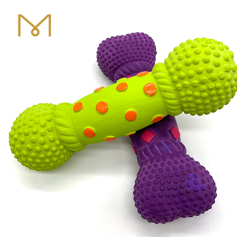 Latex Bone Dog Chew Toys Natural Squeaky Soft Rubber Pet Wholesale for Teething 4pcs/Pack
