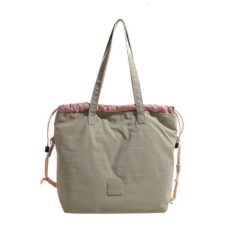 Korean Style Color-Block Commuter Women's Canvas Unique Simple Drawstring Crossbody Bag, Fashionable Large Capacity Casual Tote Bag