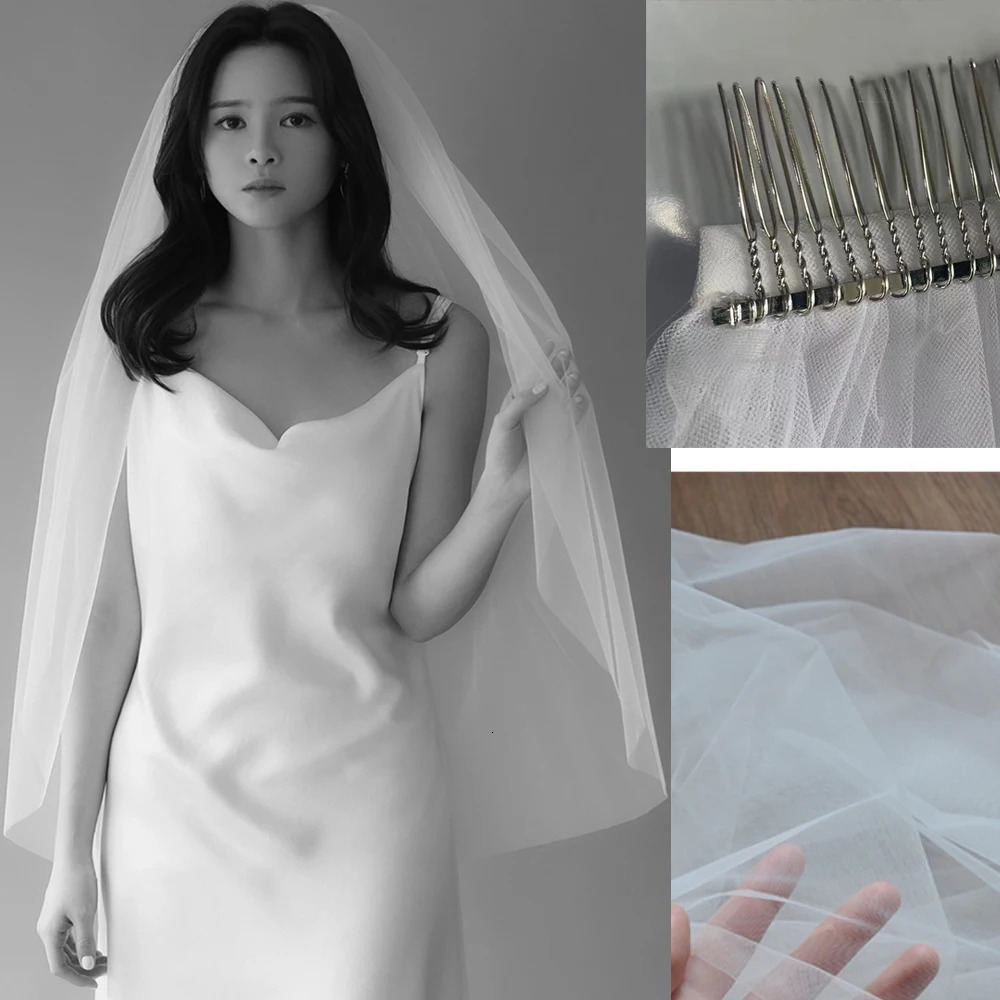 Short Tulle Wedding Veils One Layer With Comb Bridal Veil for Bride Wedding Accessories 90cm Length Customized 250610