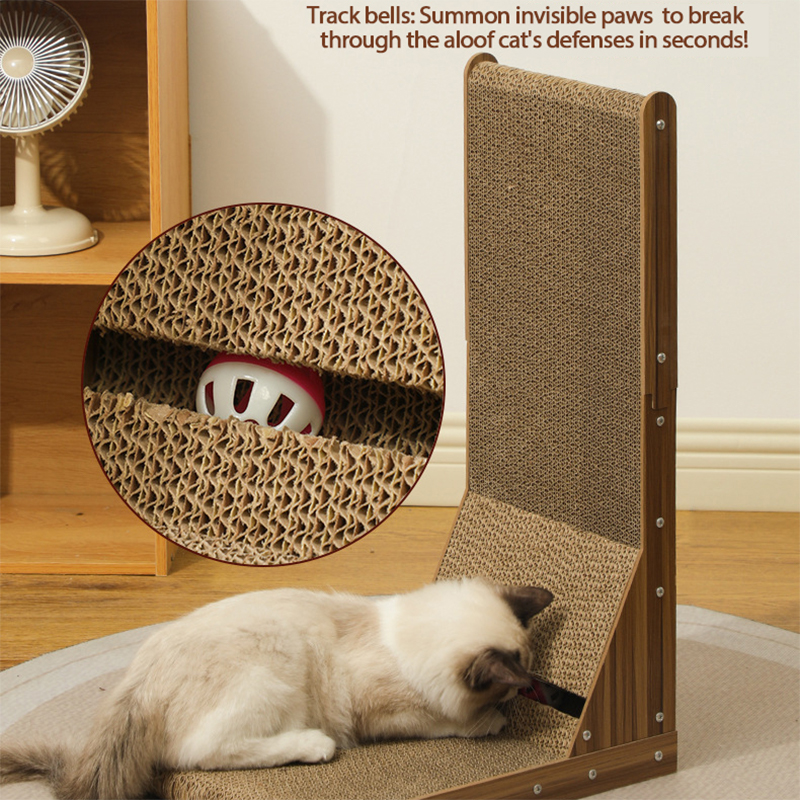 Cross border popular cat scratching board L-shaped vertical corrugated paper grinding claw artifact durable and non shedding cat scratching column sou