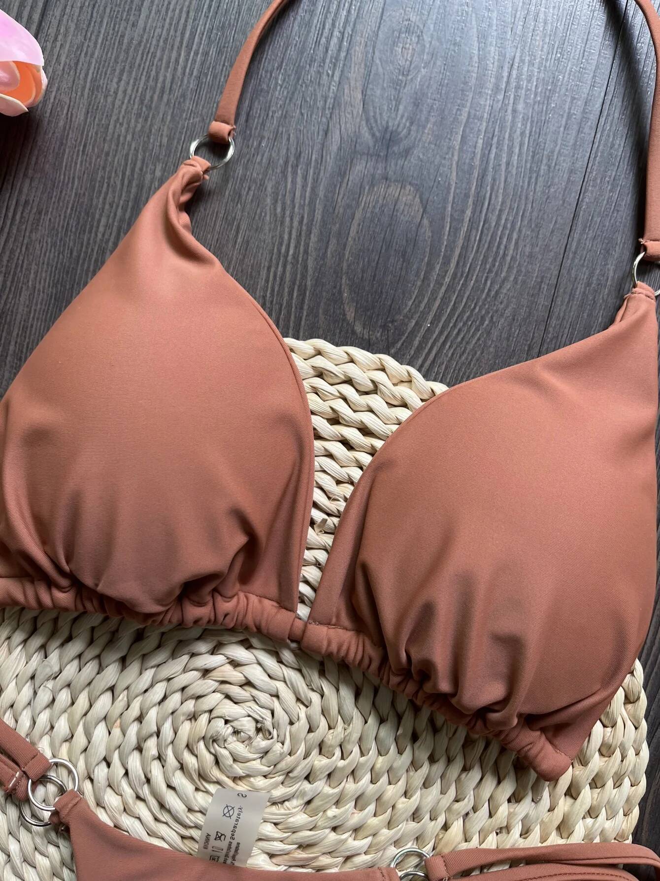 RUOTONGSEPT Sexy Halter Satin Brazilian Women Swimwear Female Swimsuit Two-pieces Bikini set Bather Bathing Suit Swim