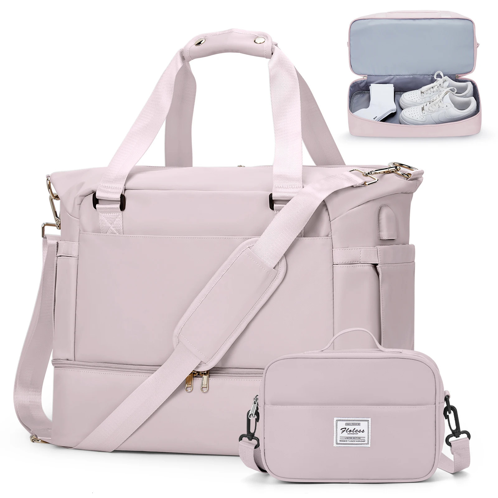 Gym Bag for Women Large Travel Duffel Weekender Overnight with Wet Pocket and Shoes Compartment Yoga 250605