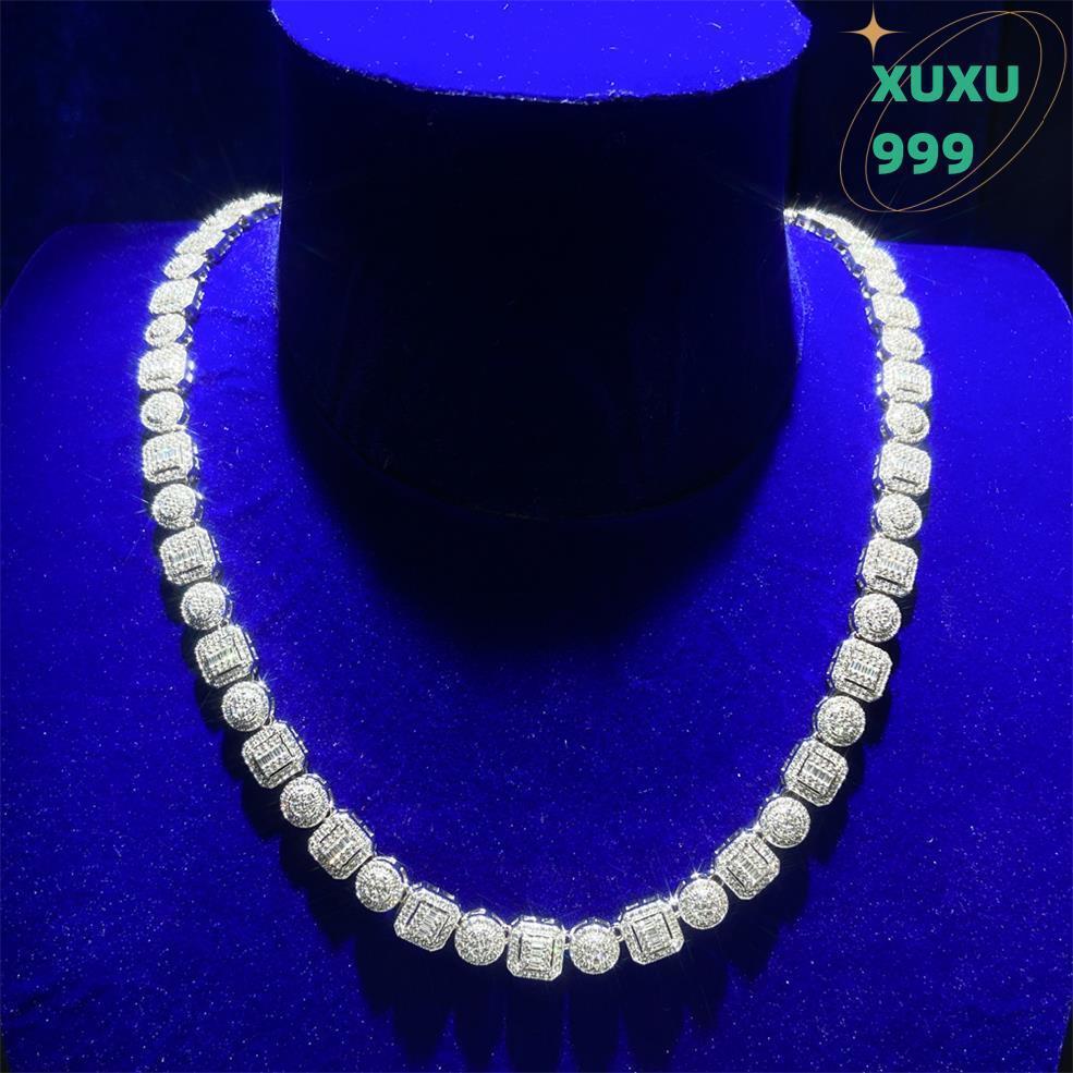 OACOCA Customizable High-end Jewelry Iced Out Moissanite Diamond Cuban Link Cluster Chain Sterling Silver 925 Jewelry Tennis Necklace