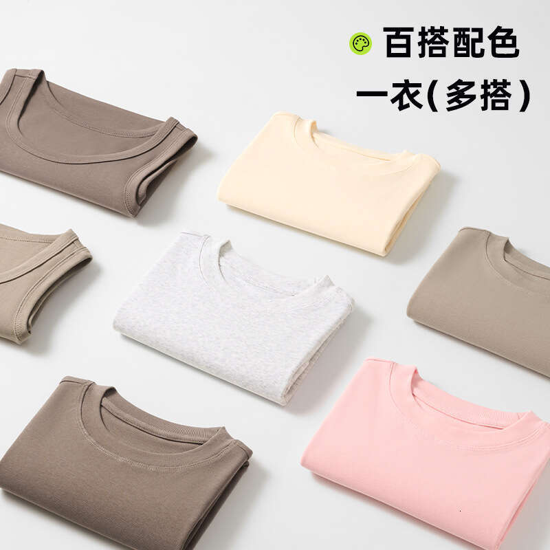 2025 Summer New Style Regular Shoulder Sleeve T-Shirt Fit Waist Hot Girl Casual Slim Round Neck Short Top for Women-pink