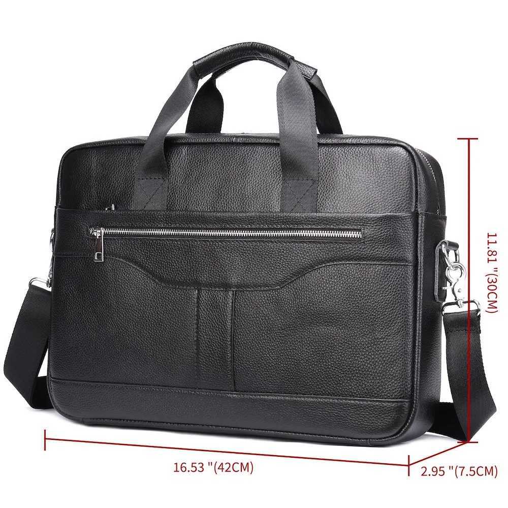 Mens Genuine Leather Business Briefcase Hand Bag Laptop Bag 15.6 inch Laptop for Work Conference Business Trip W250610