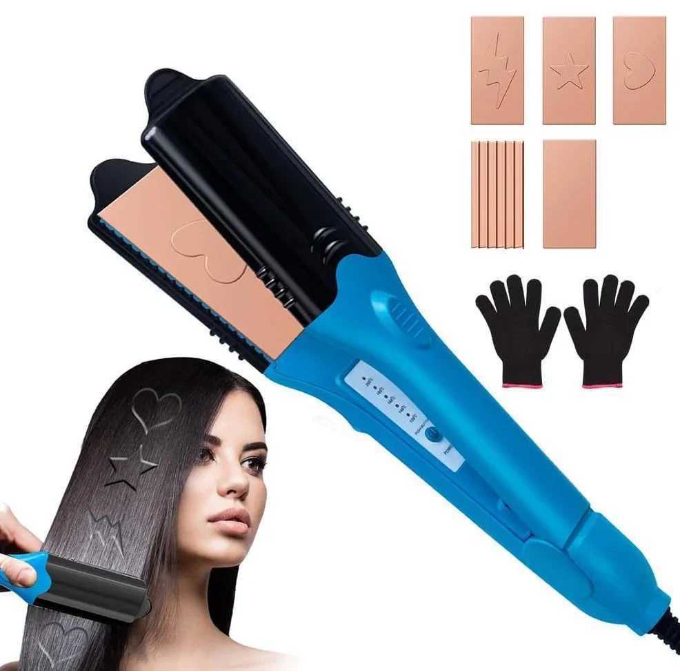 Hair Straightener 3D Image Hair Imprinting Iron with 5 Different Plates Crimper Perfect Hot Tool for Hair Art 3D Stamper Iron W250610