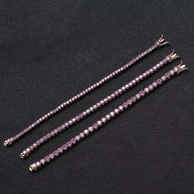 OACOCA 3mm 4mm 5mm Tennis Chain Bracelet pink Tennis Bracelet