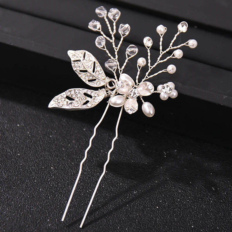 Fashion Crystal Pearl Rhinestone Hairpins Stick Hair Clip For Women Bridal Hair Accessories Party Wedding Hair Clips Jewelry 250610