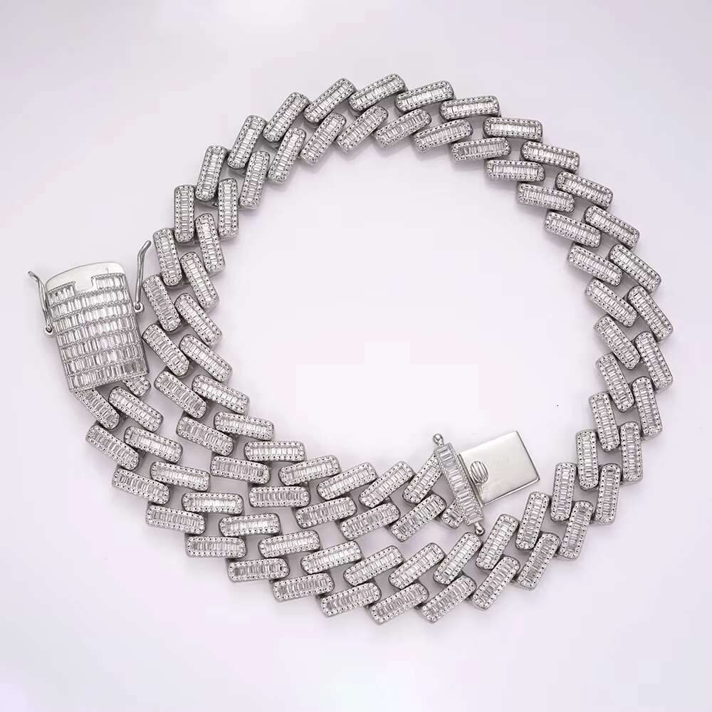 OACOCA Custom Jewelry 18inch Cubic Zircon Iced Out Moissanite Cuban Link Chain Necklace for Men