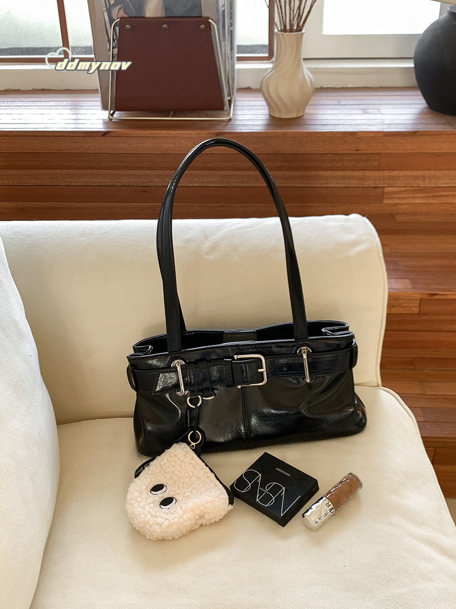 Korean Style New Women's Shoulder Unique Design Underarm High-end Sense Female Niche PU Fashion Handbag Small Square Bag ddmynov