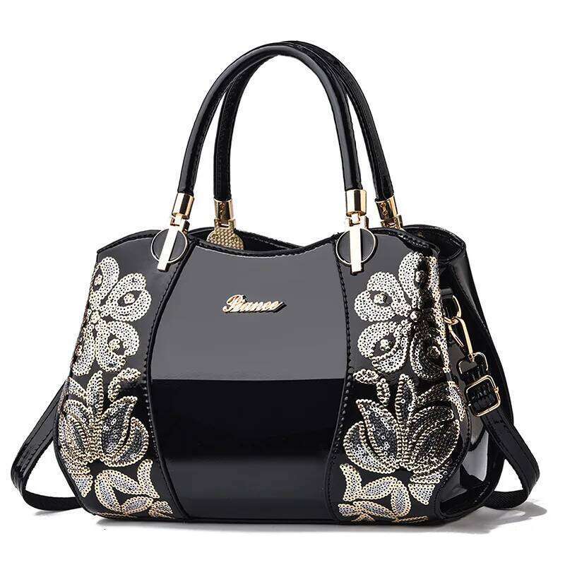 Fashion Embroidered Shaped Boston Women's Crossbody Bag Patent Leather Large Capacity Womens Handbag Bolsos Mujer