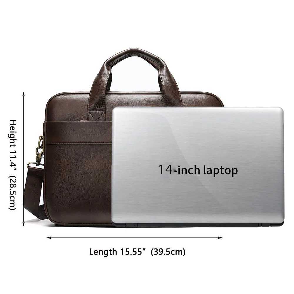 WESTAL Mens Bag Genuine Leather Men Briefcase for Laptop 14 Messenger Mens Leather Bag Business Portfolio for Document A4 7022 W250610