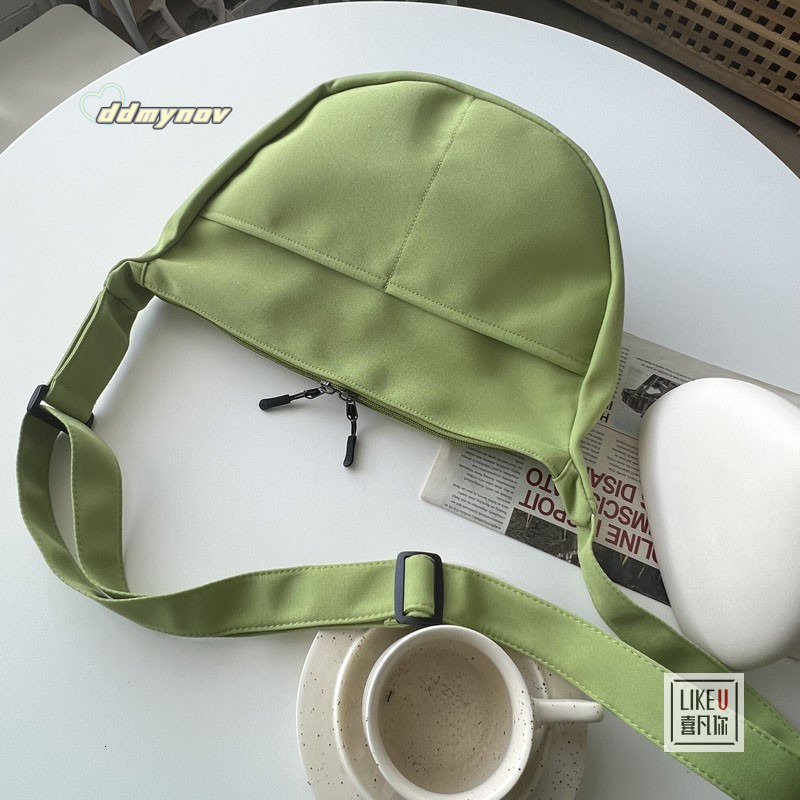 DIY Zipper Dumpling Solid Color Tote Fashion Casual Versatile Literary Single Shoulder Crossbody Canvas Women's Bag ddmynov