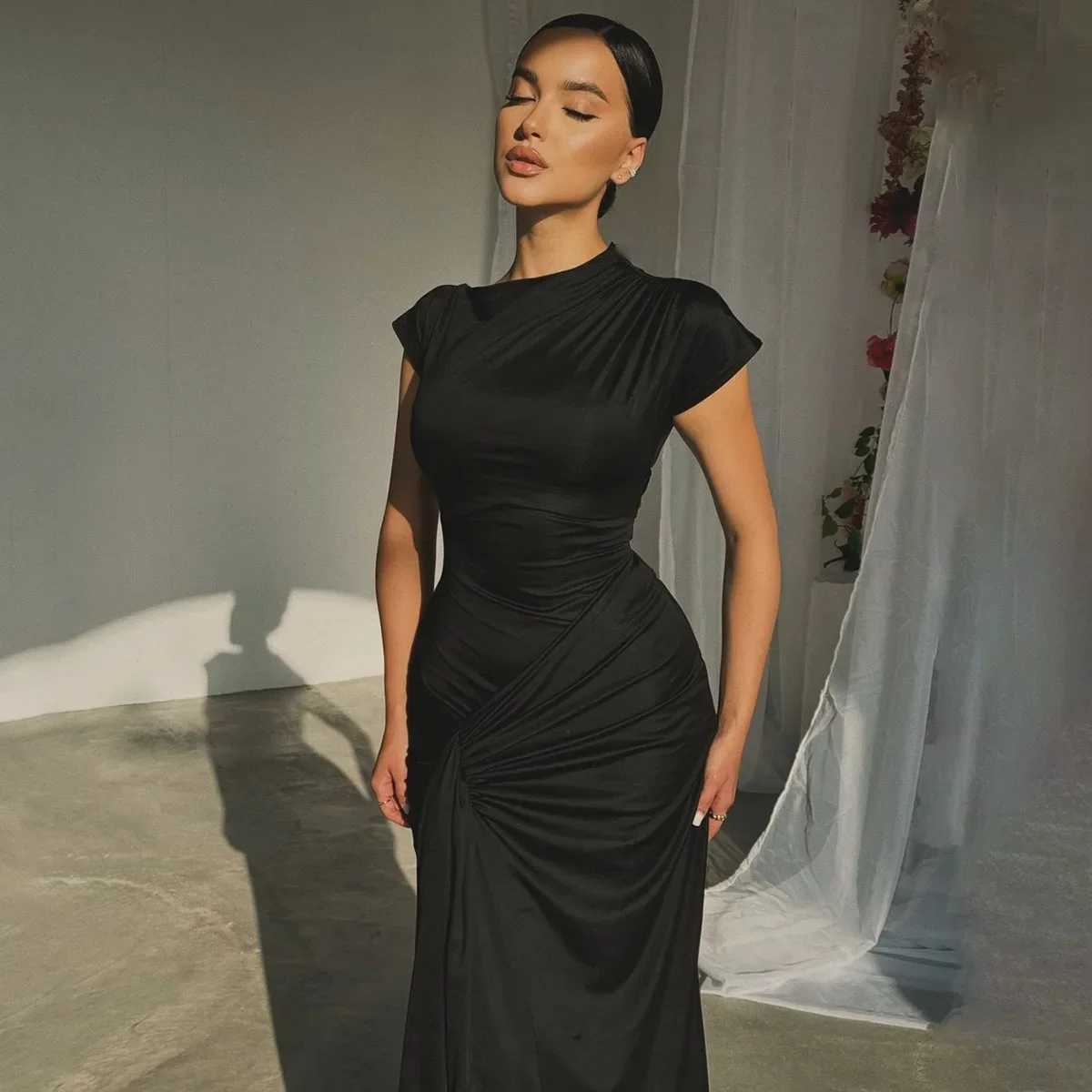 Womens Summer High Waist Sexy Maxi Dress O-Neck Sleeveless Bodycon Lace Up Fashion Evening Party Long Dress XJ250610