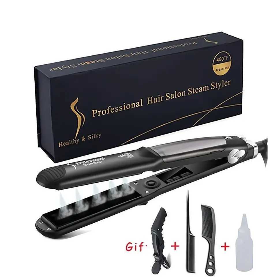 Hair Straightener Professional 6 Gear Temperature Hair Curler Steam Flat Iron Hair Straightening Tourmaline Ceramic Hair Styling W250610