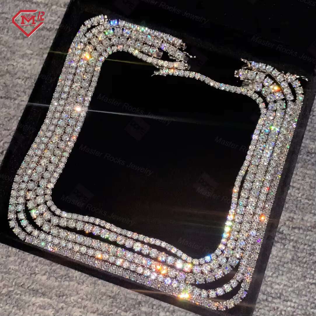 Wholesale Diamond Tennis Chain Necklace 3mm 4mm 5mm VVS Iced Out 925 Silver Fine Jewelry Moissanite Tennis Chain