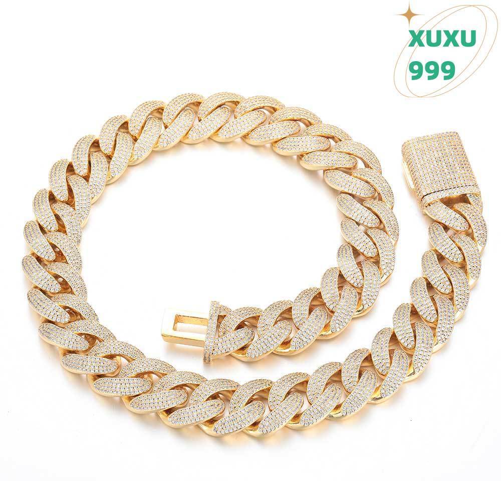 OACOCA Custom 14k 18K 22K Real Solid Gold Certificate Moissanite Diamond Fashion Cuban Link Chain Necklace Jewelry