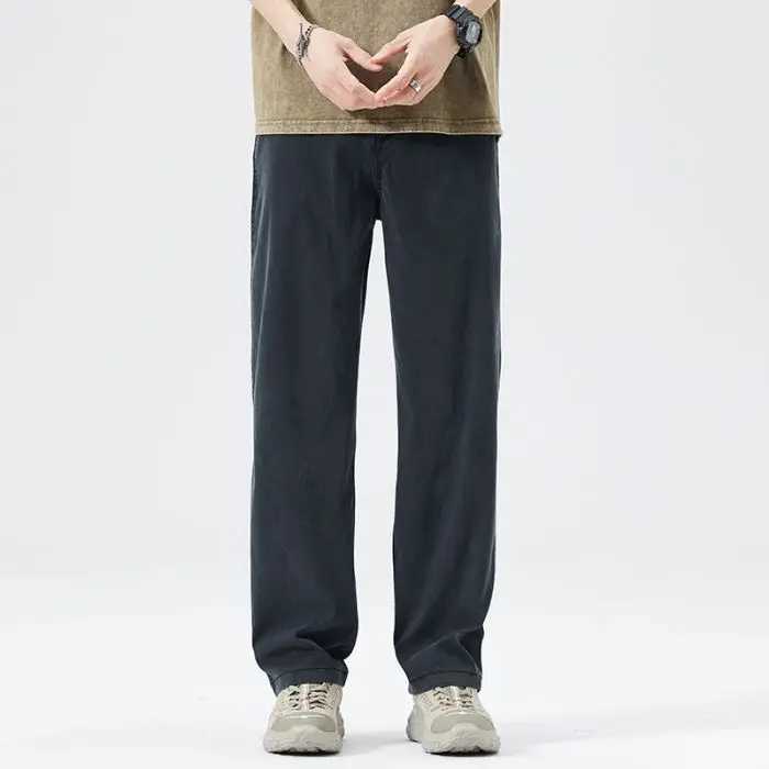 Ultra Thin Baggy Jeans Mens Summer New in Lyocell Soft Breathable Straight Trousers Elastic Waist Casual Blue Gray Wide Pants M250610