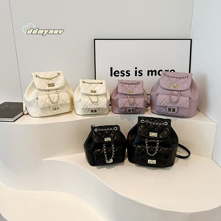 High-End Double Shoulder Bag for Women, Capacity Quilted Chain Bag, Fashionable Versatile Large and Small Backpack ddmynov