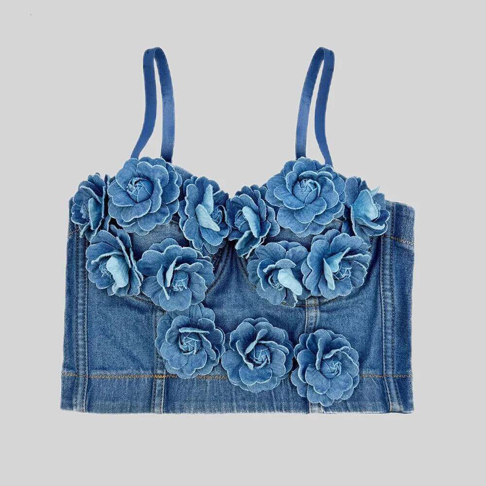 Tinnie-Sexy Crop Top For Women, Lace Beaded Bra, 3D Flower Push Up Bralet, Tube Top, Corset Bustier, Party Streetwear