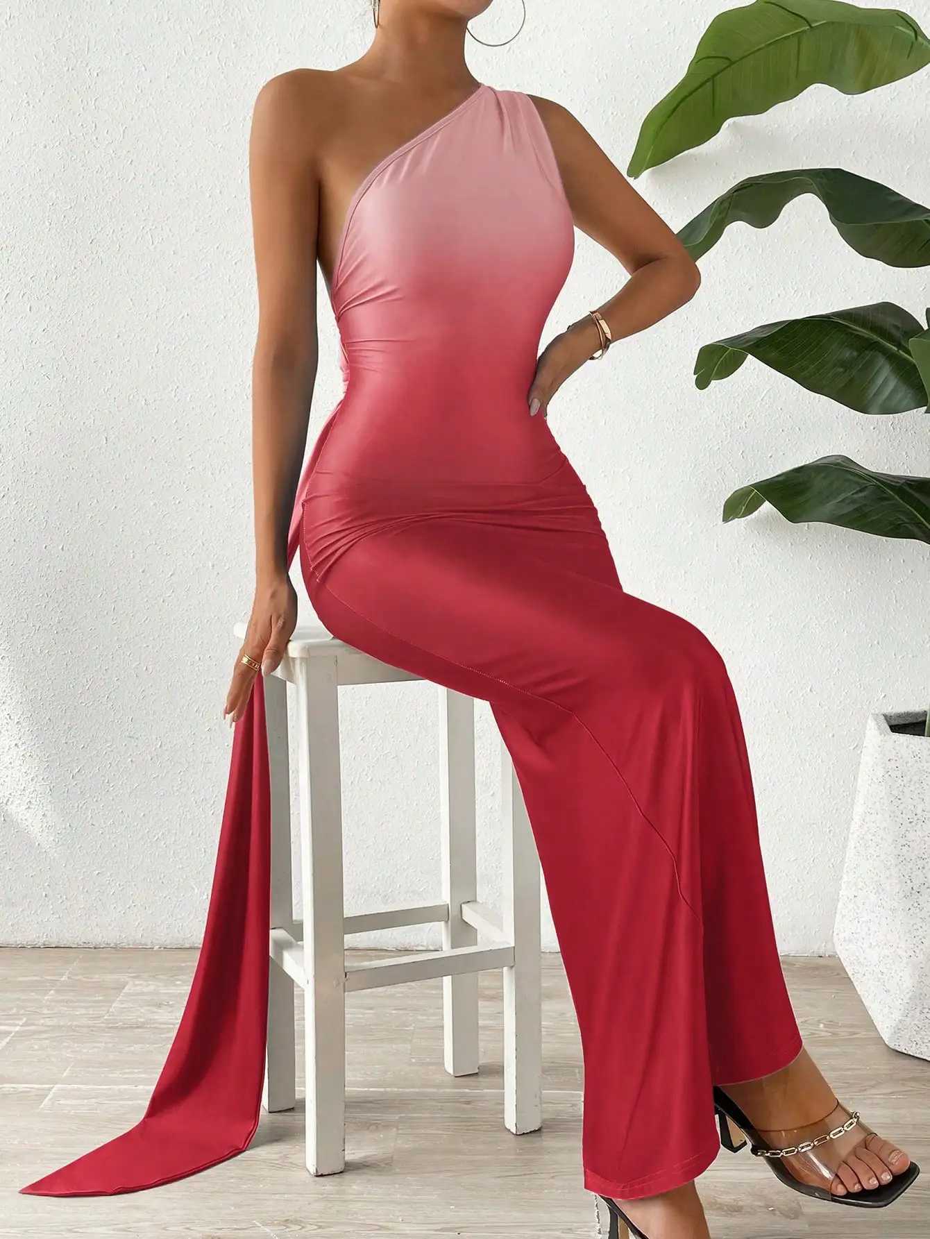Elegant and fashionable off-shoulder hip irregular ruffles knitted spring and summer womens dressXJ250610