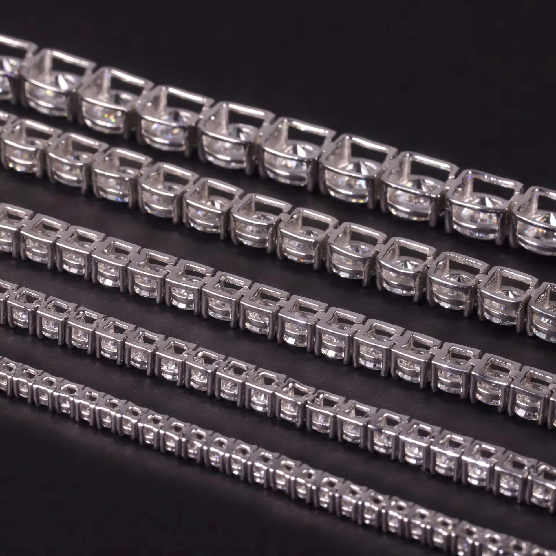 In Stock Moissanite Tennis Chain and Bracelet 2mm to 6.5mm Diamond Necklace 925 Sterling Silver Chain for Hip Hop Men Women