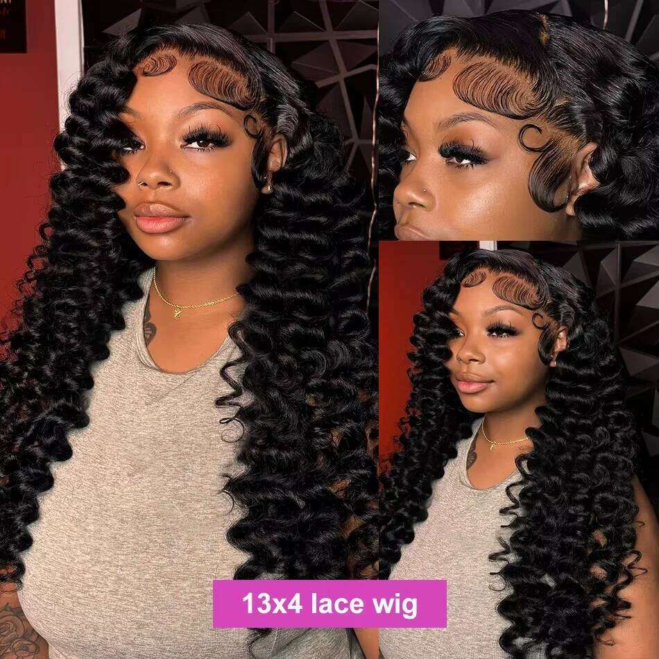 250 Density Loose Deep 13x6 Front Human Hair Wigs 30 40 Inch Curly Water Wave 13x4 HD Lace Frontal Wig For Women
