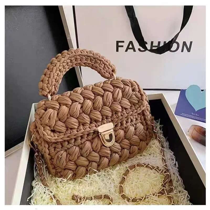 DIY Knitted Wallet Fashion Rope Woven Ladies Handbag Designer Casual Chain Shoulder Messenger Bag