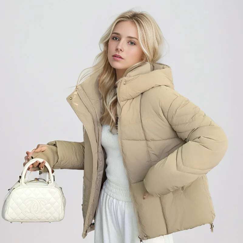 Winter Demi-season Female Pure Color Hooded Short Cotton Jacket Thicken Warm Parkas Tops Women's Clothing