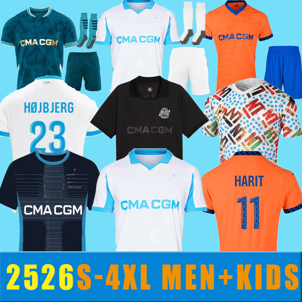 2025 2026 S-4XL maillot de foot GREENWOOD Soccer jerseys OUNAHI harit 2024 2025 OM men kids football shirt hommes enfants NDIAYE Veretout SARR FANS player Marseillees