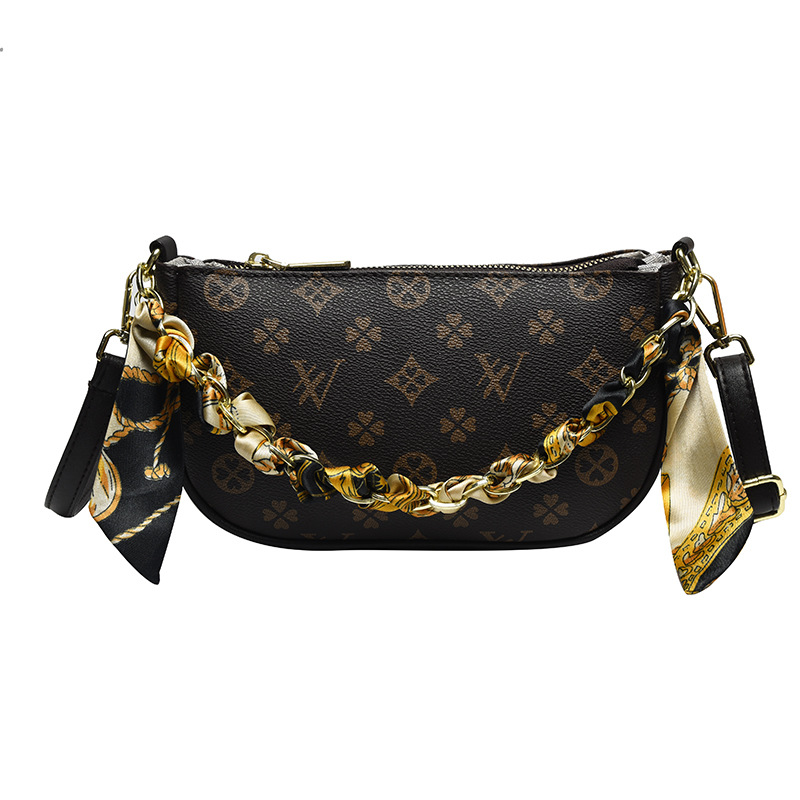 designer bag, retro texture, wide and floral women's bag, crossbody bag, trendy and fashionable casual, versatile chain bag, Free shipping