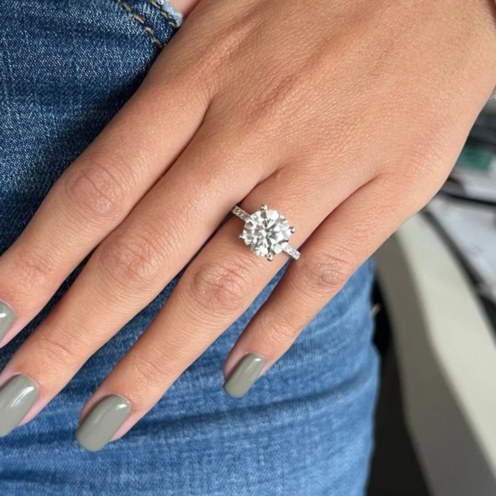 1-5CT Round Cut Engagement Ring for Women 925 Sterling Silver Classic 4 Prong Diamond Solitaire Rings Wedding Jewelry 250610