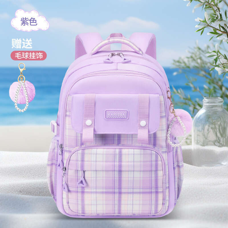 Designer Bag New Children S Plaid Elementary School Backpack Grades Ultra Light Double Shoulder Bag Oxford Cloth Large Capacity For Girls