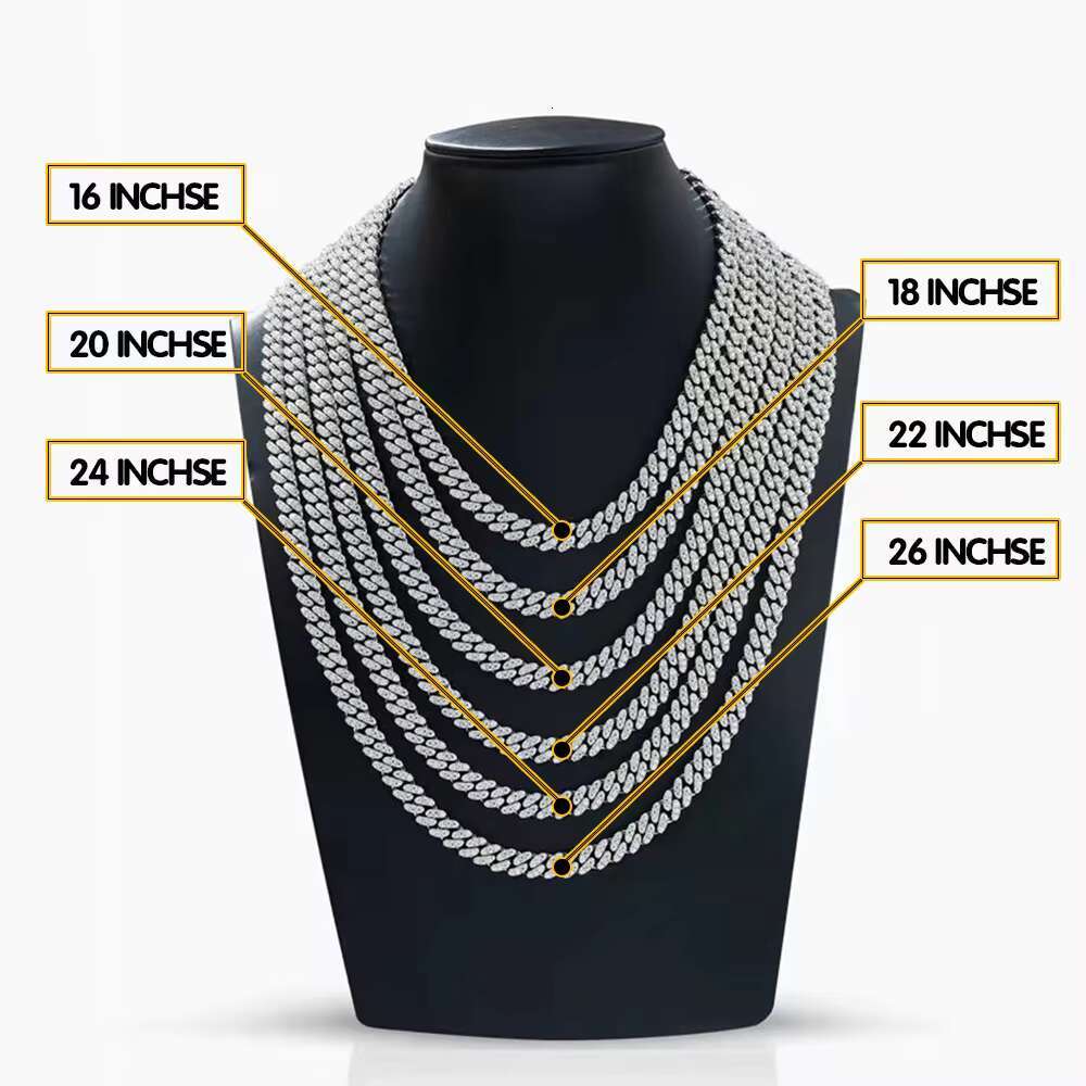 925 Silver 6mm Cuban Chain Necklace 14K Gold Plated VVS Moissanite Trendy Hiphop Iced Out OACOCA