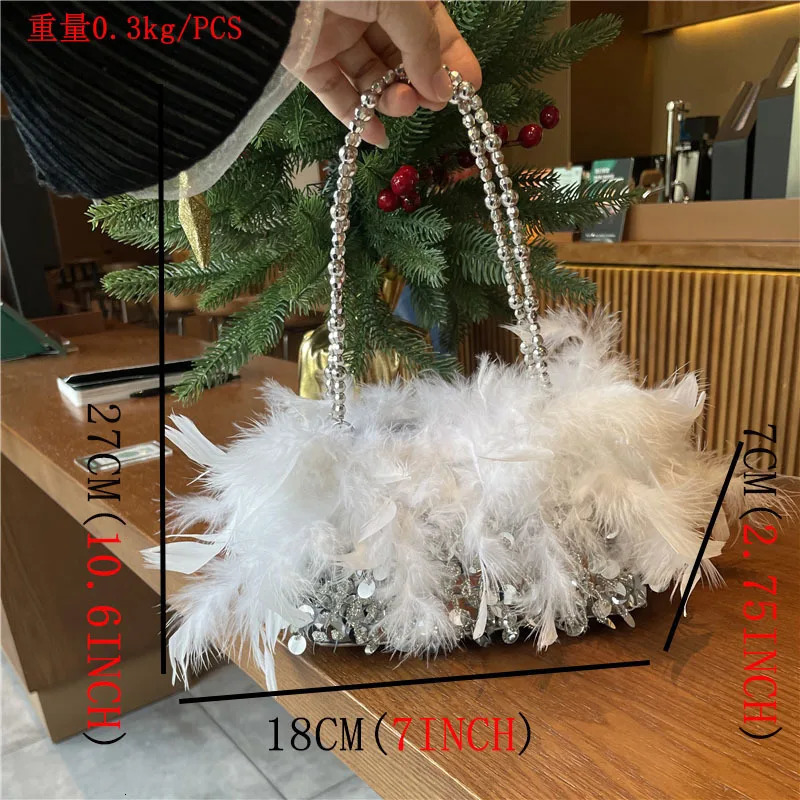 Women Purse And Handbag Fashion Feathers Chain Tote Bag Princess Clutch Bags 250606