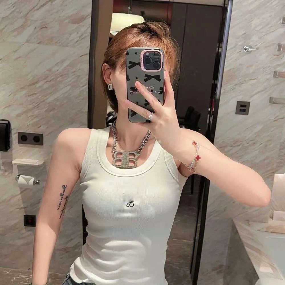 designer t shirt women Cropped Top T Shirts Tank Top Anagram Regular Cropped Cotton women Female Tees Embroidery Knitwear for women Sport fashion top Simple Vest
