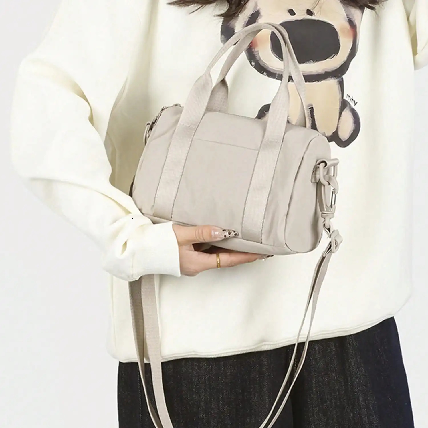 Womens Small Square Bag Large Capacity Tote With Compartments Hand or Shoulder Waterproof Fashionable for Travel Work 250605