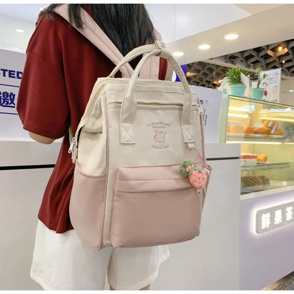 High Quality Canvas Laptop Backpack Lightweight Student Bookbag Schoolbag Durable Contrasting Colors Travel Bag 250606