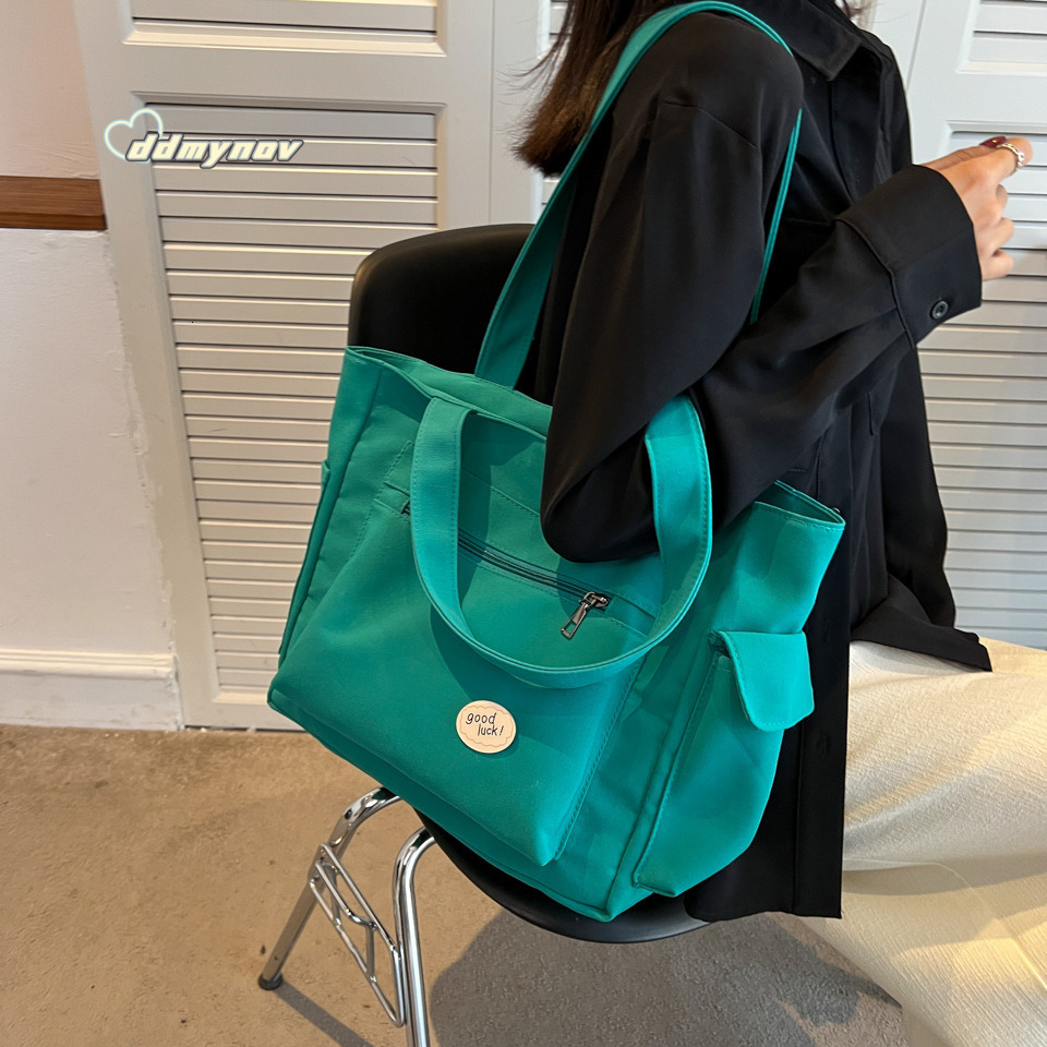 Single Shoulder Women, Large Capacity Versatile Canvas Simple Handbag for Students, Casual Crossbody Tutoring Bag, Mommy Bag ddmynov