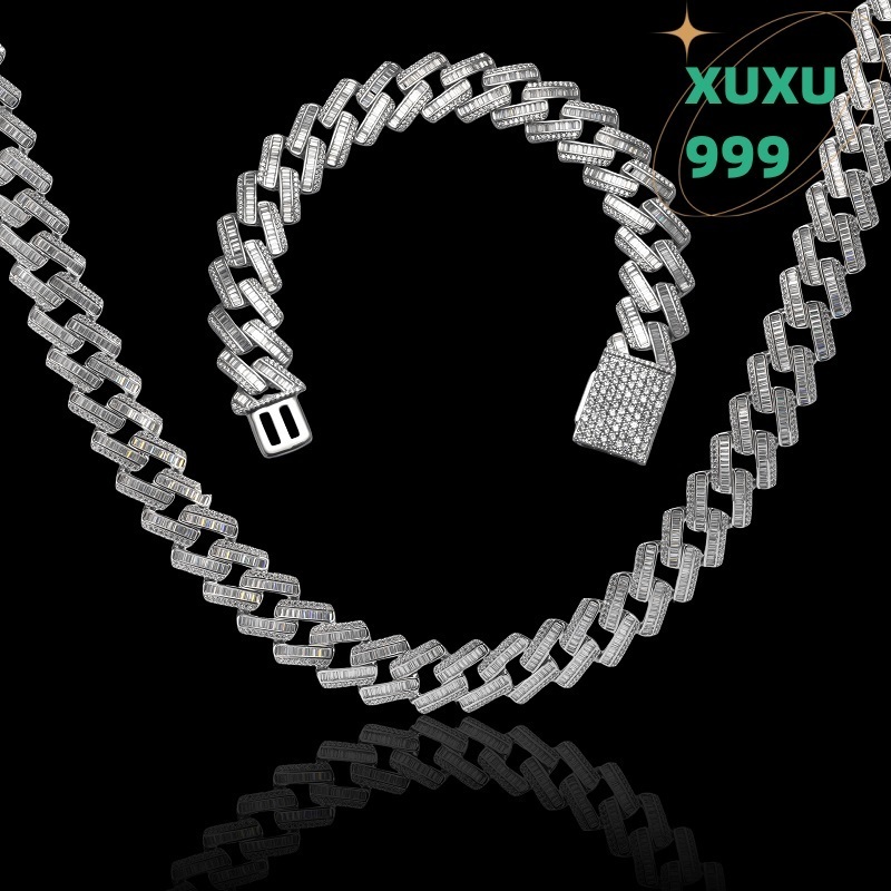 OACOCA Customizable Cuban Link Hip Hop Necklace for Men 14k/18k Gold Plated Moissanite Diamond on Figaro Style Brass Chains Gift
