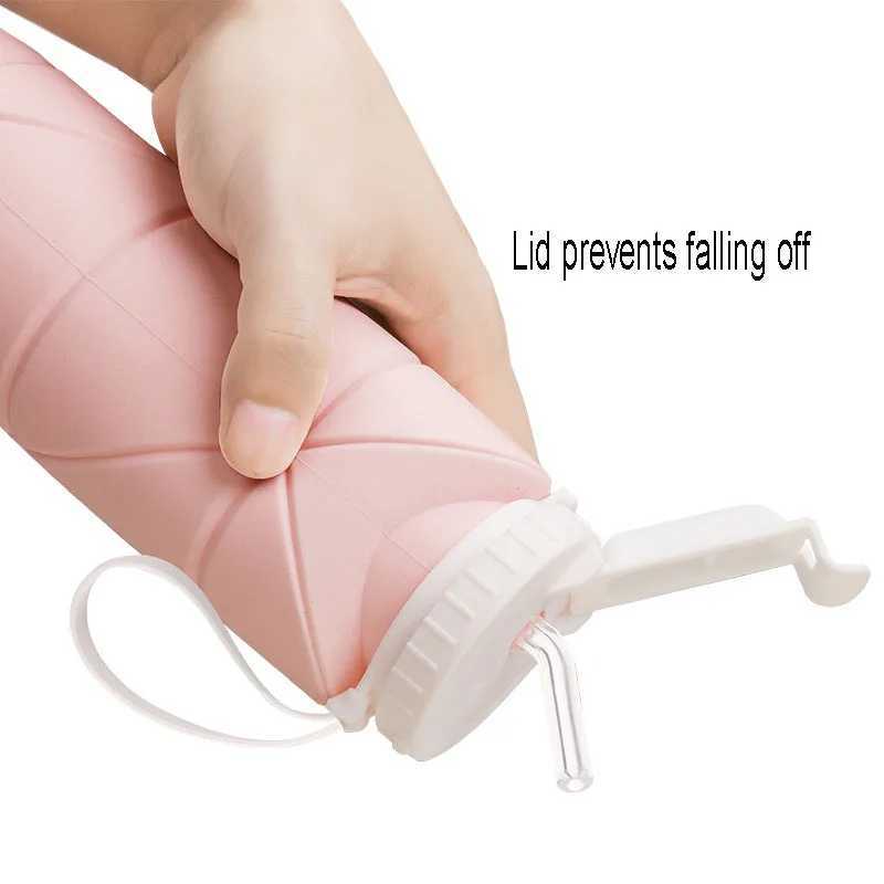 Sports Foldable Water with Handle Portable Retractable Simple Travel Silicone Cup High Value Multi-color Large Capacity Z260202