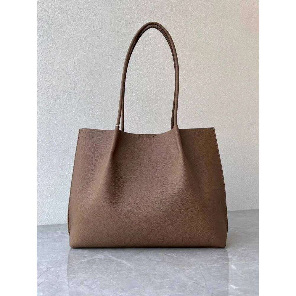 Office Ladies High Capacity Work Single Shoulder Casual Tote Handbag Soft Leather Vintage Solid Color Women Shopping Bag