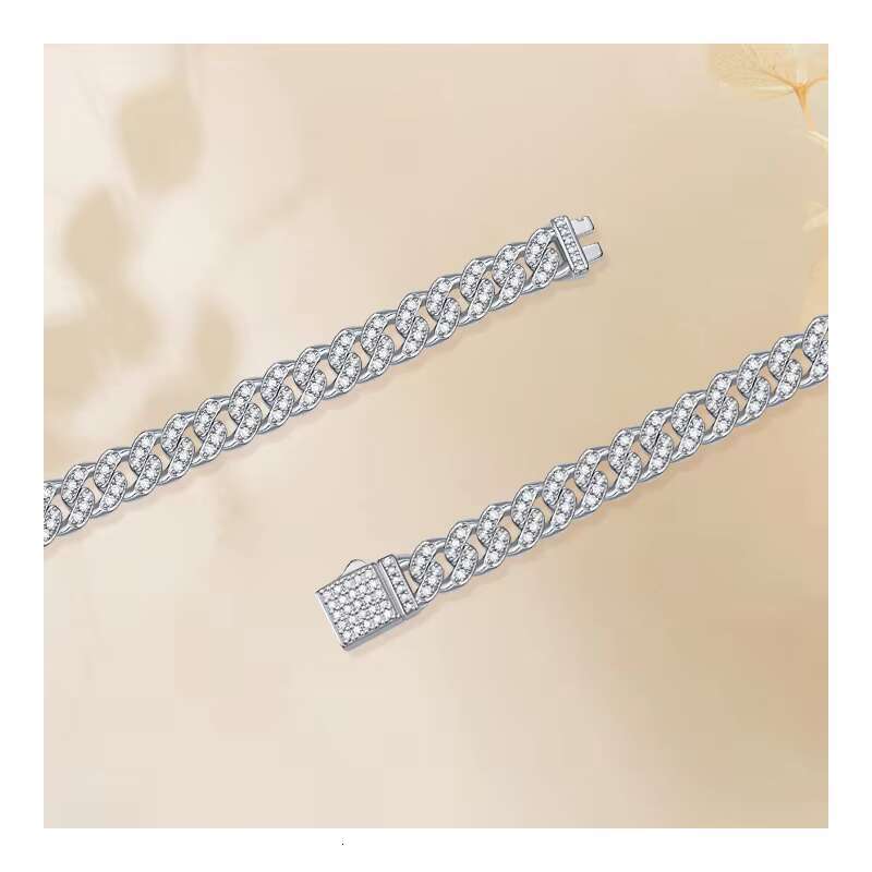 925 Sterling Silver VVS Moissanite Diamond Iced Cuban Bracelet Fast Delivery Fine Jewelry Moissanite Bracelets Bangles