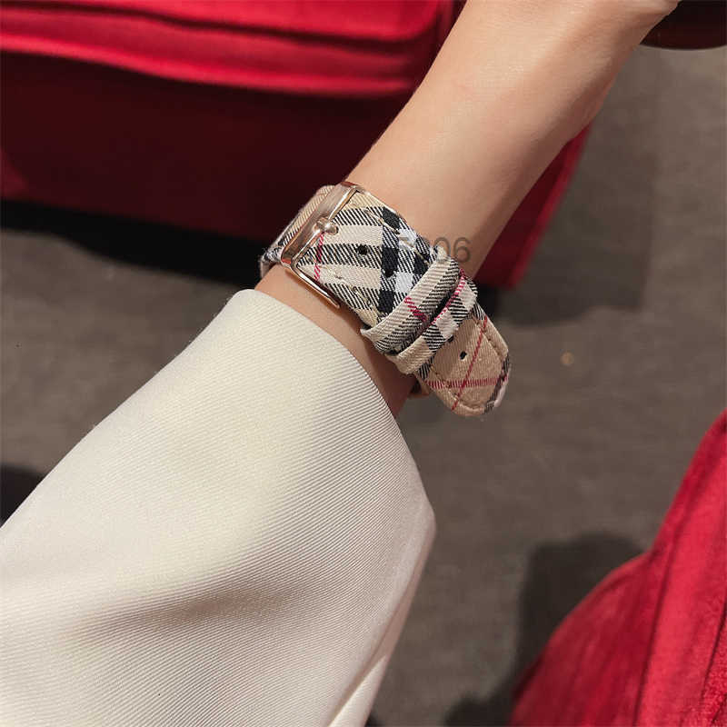 Smart Straps designer Apple Watch Band 38 40 41 42 44 45 49 mm Canvas+genuine leather suitable for iwatch 6/7/8/9 Ultar2 fashion watch with high-end grid pattern FN7Q