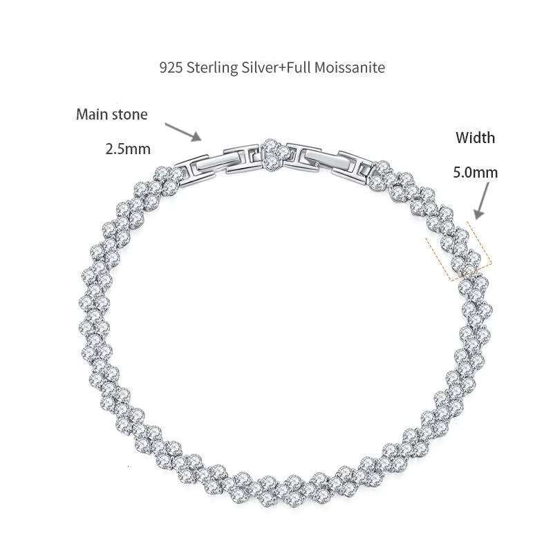 Best-Selling Full Diamond 2.5mm Round Irregular V-Shaped Bracelet - 925 Sterling Silver Moissanite Bracelet