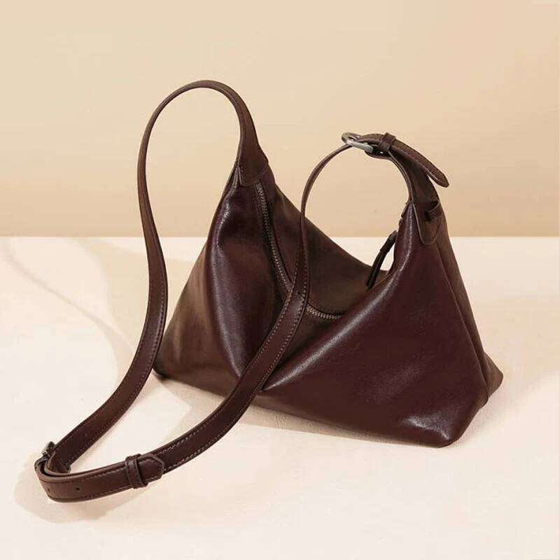 2024 Women Hobo Female Genuine Underarm Shoulder Bag Large Capacity Split Leather Dumpling Messenger Lady Handbag