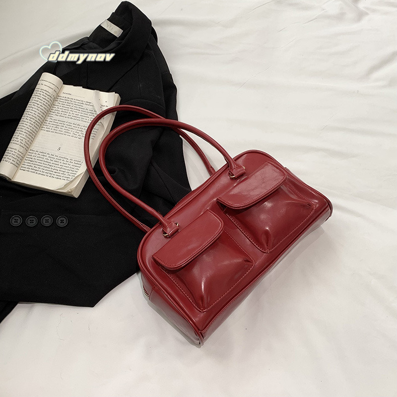 2024 New Solid Color PU Large Capacity Underarm Shoulder Korean Fashion Women's Bag ddmynov