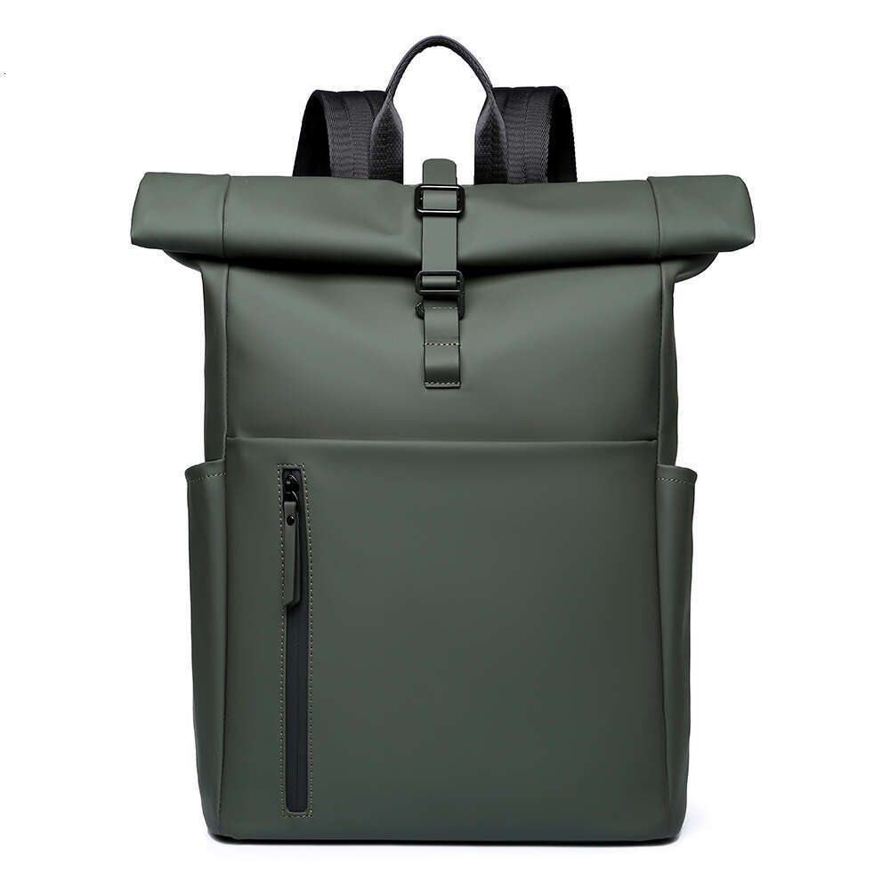 New Men's Outdoor Casual For Work Commute Laptop Bag Trendy Rolled Edge Travel Backpack