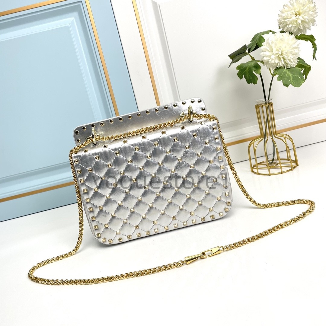 2025 Rockstud Design Rivet Crossbody Chain Flap Casual Versatile Lock Shoulder Export New Designer Brand Bag
