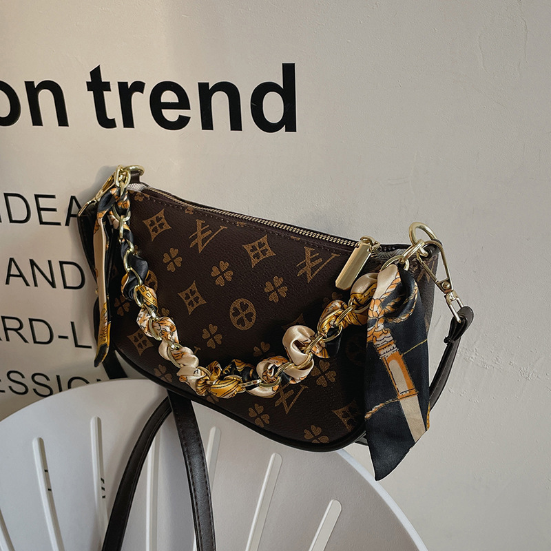 designer bag, retro texture, wide and floral women's bag, crossbody bag, trendy and fashionable casual, versatile chain bag, Free shipping